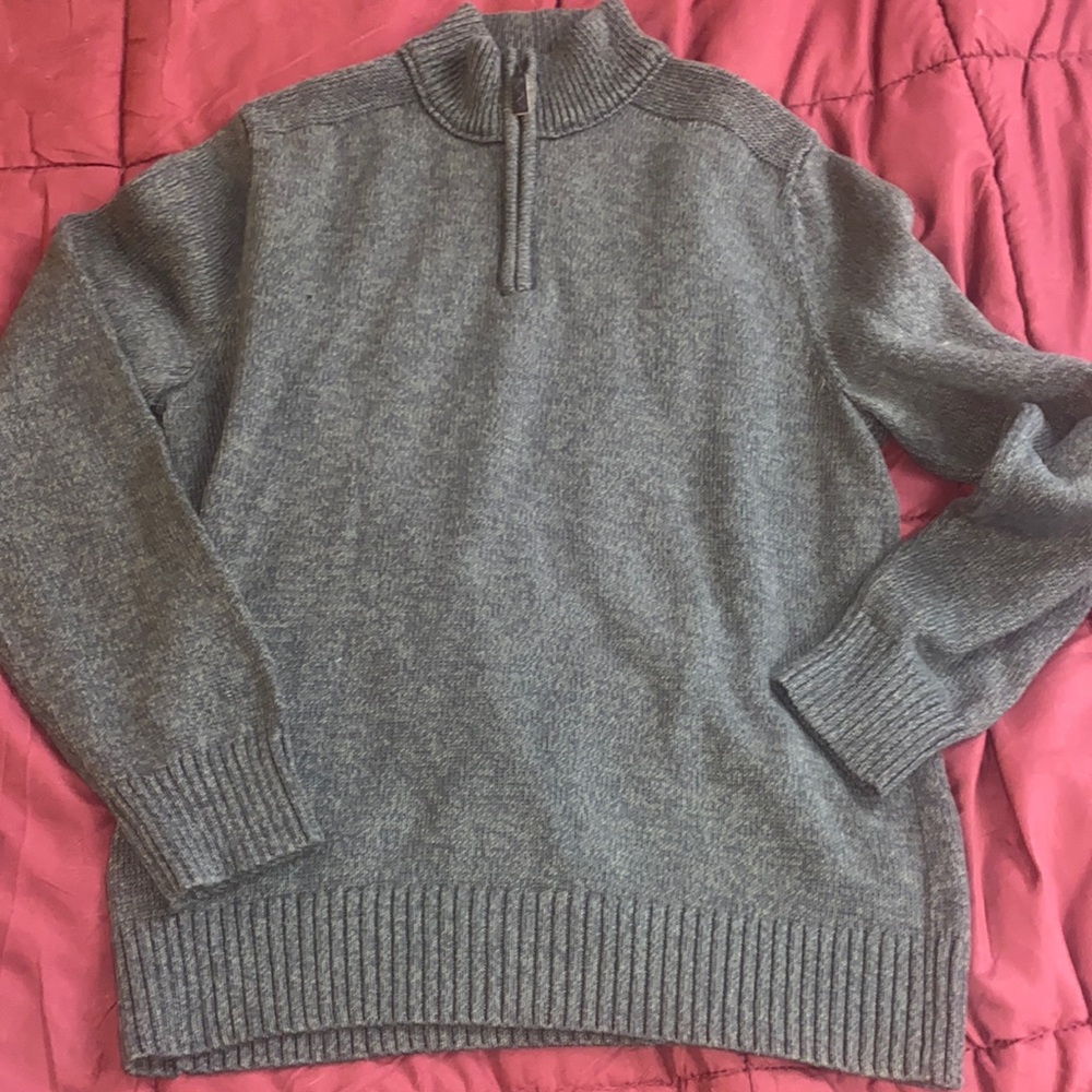 Eddie Bauer Men’s Quarter Zip Cotton Sweater Large